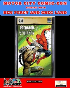 PREDATOR VS SPIDER-MAN #1 MOTOR CITY SIGNED BEN PERCY/GREG LAND CGC SS PRESALE - Picture 1 of 1