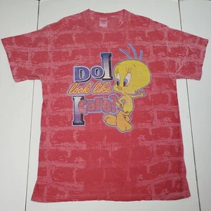 Vintage 90s Tweety Bird Single Stitch Size Large All Over Print Made In USA - Bild 1 von 5