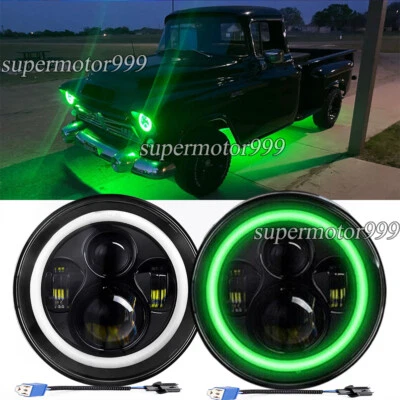2x Faros LED de 7 pulgadas verde halo aptos para camioneta Chevrolet 1954-1957 3100 1956-1959 Foto 1 de 4