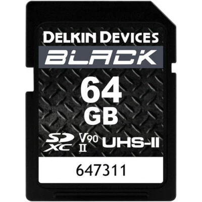New Delkin Devices 64GB BLACK UHS-II V90 SDXC Memory Card, USA Dealer #28973 - Image 1 of 2