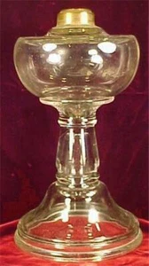 Glass Kerosene Lamp Oil EAPG Clear Clinch Collar Antique - Picture 1 of 5