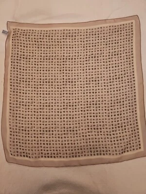 Jennifer Moore Scarf Shaded Squares Beige 100% Silk 20" Square - Image 1 of 2