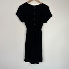 Primark  Dress Black Size 12 EUR 40 Short Sleeve Button Half Knee Length Women's
