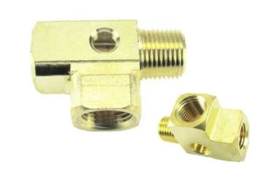 NEWMATICS 1/4" NPT Brass Barstock Street Tee Pipe Fitting 1/8" NPT Drilled & Tapped Hole