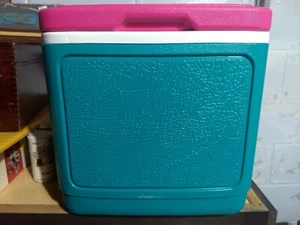 Vintage Igloo Sport 10 Neon Teal Hot Pink Cooler Ice Chest 90's 14x13x9 - Picture 1 of 2