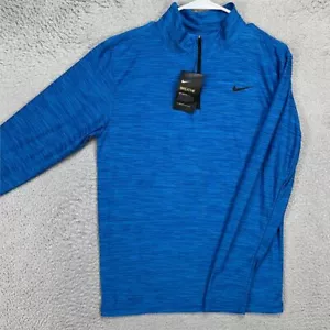 Nike Dri-Fit Pullover Shirt Mens Small Blue Heather Quarter Zip Activewear NEW - Picture 1 of 9