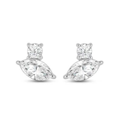  Platinum Studs Earring Lab Grown Marquise 1.50 Carat IGI Certified Diamond 950 - Image 1 of 4