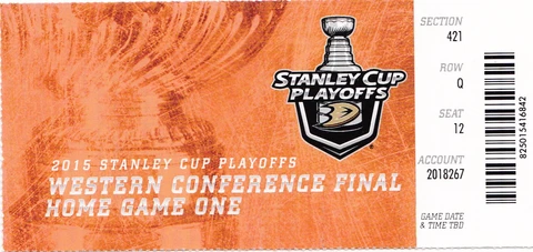 2015 ANAHEIM DUCKS VS CHICAGO BLACKHAWKS PLAYOFFS GAME #1 TICKET STUB Cover
