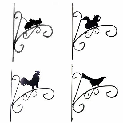KINGFISHER Wandbehang Blumen Korb Wandhalter Tier Silhouette Form Schwarz Metall Design