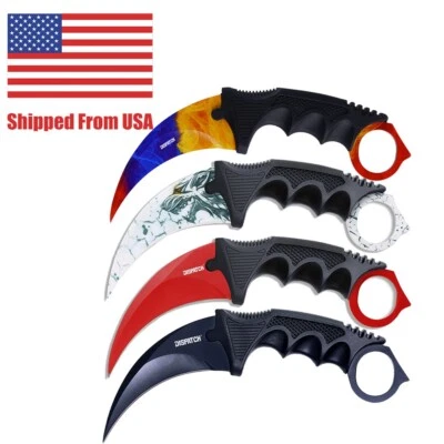 4Pcs Tactical Combat Karambit Knife Survival Hunting Bowie Fixed Blade W/ Sheath - Image 1 of 4