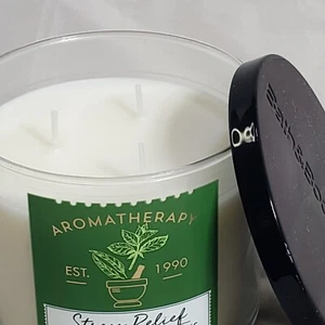 BATH & BODY WORKS AROMATHERAPY STRESS RELIEF EUCALYPTUS SPEARMINT 3 WICK CANDLE - Picture 1 of 4