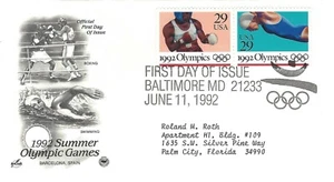 STAMP US SCOTT 2640 &b 2641 "Boxing & Swimming" 29 CENT 1992 FDC W/ART-Olympics - Picture 1 of 1