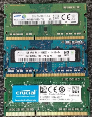 Lote Mixto de 640GB (160x4GB) 4GB DDR3 SODIMM Laptop RAM Mezcla Marcas/Velocidades Foto 1 de 3