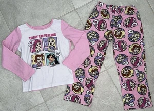 Girls Size Medium Pink Disney Princess Character Fleece Pajama Set - Picture 1 of 4