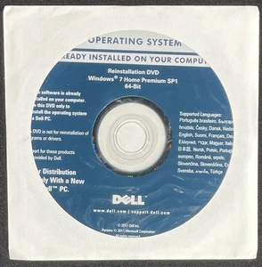 Dell Windows 7 Home Premium SP1 64-Bit Reinstallation DVD Disc / 9M8VY - Picture 1 of 3