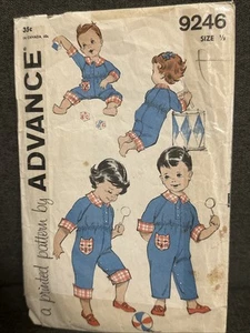 Vintage 1950’s Advance PRINTED Pattern Size 1/2 6 Month Coveralls Pattern 9246 - Picture 1 of 12