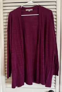Ann Taylor LOFT Women's Burgundy Burnout Open Front Cardigan Sweater Size XLP - Picture 1 of 7