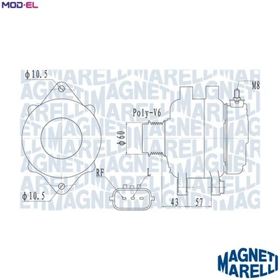 ALTERNATOR 063732122010 FOR HYUNDAI KIA RONDO/III/MPV OPTIMA/LOTZE CARENS 2.0L - Image 1 of 4