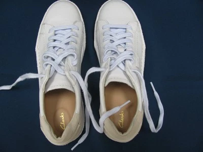 Clarks Craft Cup Lace White Leather Sneakers 61279 Size 9 ½ M - Image 1 of 4