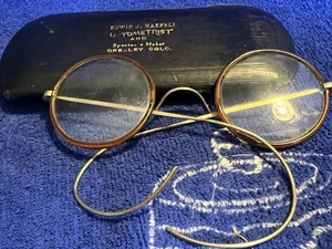 PRE 1930 ANTIQUE HARRY POTTER ROUND EYEGLASSES 12K GOLD FILLED W/ BAKELITE  - Picture 1 of 11