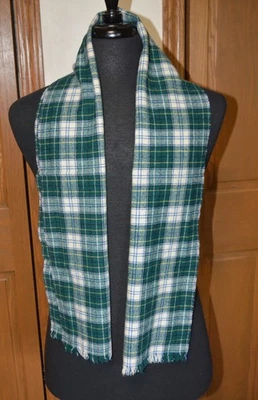 Bufanda delgada de tweed a cuadros de lana verde blanco de colección para hombre Foto 1 de 4