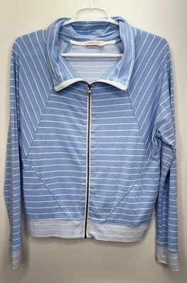 Chaqueta Top Fresh Produce Azul y Blanco Rayas Cremallera Completa Ligera Costera S Foto 1 de 4