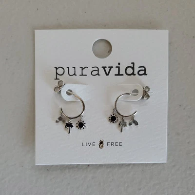Pura Vida Silver Maui Charms Huggies Hoop Earrings - Image 1 of 2
