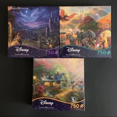 Lote de 3 rompecabezas Thomas Kincade Disney Foto 1 de 4