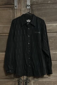 Camisa Harley Davidson Para Hombres Negra Logo Botón Delantero Manga Larga Talla 2 XL - Imagen 1 de 9