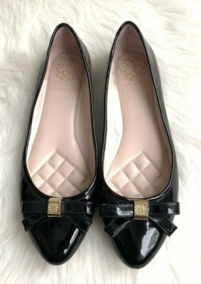 Women's Vince Camuto 'Timba' Black Patent Leather Bow Ballet Flats Sz 6M - Image 1 of 4