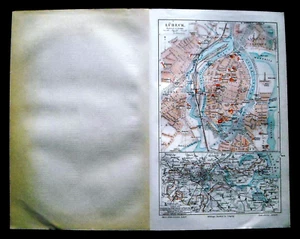 1902 Antike Geolithographie:TOPOGRAPHIE VON LÜBECK-LUBECK STADT UND UMGEBUNG.MEYERS - Bild 1 von 2