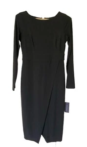 Tommy Hilfiger Dress Womens 6 Black Long Sleeve Tiered Faux Wrap Long NEW - Bild 1 von 23