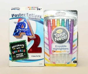 NUEVO Paquete de 6 Destacadores Borrables Crayola Take Note + Cartas de Póster Brillantes y - Imagen 1 de 2