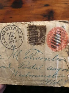 1899 8 centavos estampilla Sherman oficina color marrón violeta usado en sobre estampado 2C - Imagen 1 de 3