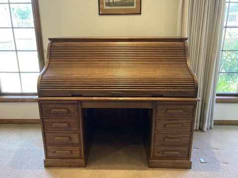 Antique Solid Oak Roll Top Desk Cover
