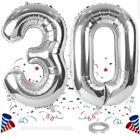 30th Birthday Balloons, Silver Helium Number 30 Balloons Party Balloons with...