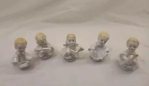 Vtg Christmas Blume Japan Set Of 5 Choir Figurine Porcelain 3-1/2" Gold LeafStar - Picture 1 of 24