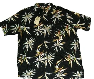 Roundtree Yorke Caribbean Silk Button Down Shirt Mens sz. XL Beach Palm Trees - Picture 1 of 4