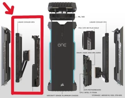 CORSAIR ONE PRO - TARJETA GRÁFICA NVIDIA Geforce gtx 1080 8 GB CON ENFRIADOR LÍQUIDO AIO Foto 1 de 4