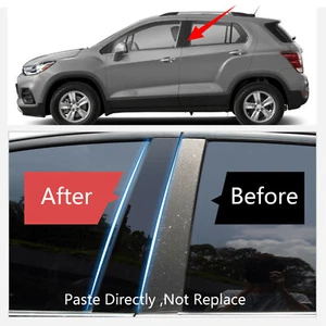 Decal Cover Fit For 2015-21 Chevrolet Trax Black Door Window B Pillar Posts 8PCS - Imagen 1 de 6