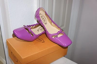 NUEVO TOD'S Pisos de Ballet de Charol Púrpura Talla 39.5/US 9.5 Foto 1 de 4