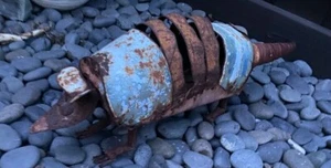 Metal Yard Art Armadillo Sculpture Texas Rusted OOAK Rustic Recycled Painted  - Picture 1 of 5