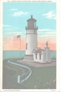 1942 North Head Lighthouse near Long Beach Washington WA Postcard Posted - Picture 1 of 1