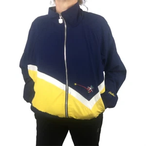 Vintage Kaelin Track Jacket Medium Blue Yellow Color Block Oversized  - Picture 1 of 12