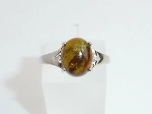 Ladies Sterling 925 Solid Silver 4 Carat Amber Tourmaline & White Sapphire Ring - Picture 1 of 7