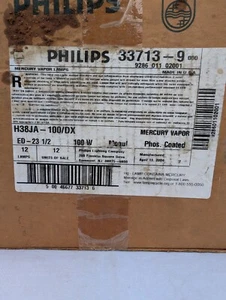 Twelve (12) Philips H38JA-100/DX 100W Phos. Coated Mercury Vapor Bulbs - Picture 1 of 7