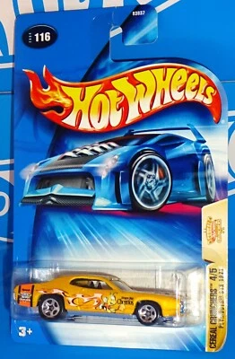 Hot Wheels 2004 Cereal Crunchers Plymouth GTX 1971 Dk Yellow Honey Nut Cheerios - Image 1 of 2