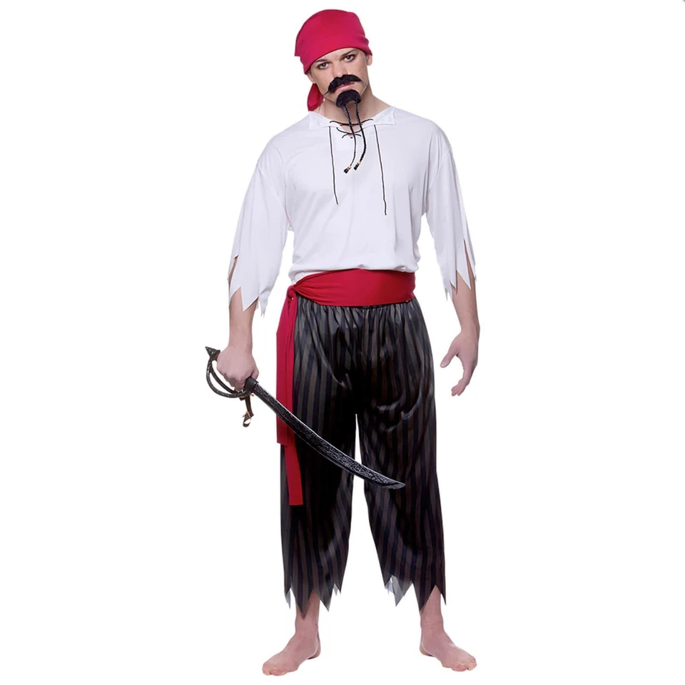 Mens Pirate Shipmate Fancy Dress Costume Caribbean Sailor Halloween - Image 1 of 1