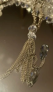 NICE LOFT Signed, Silver Tone, Beaded, Long Necklace w/Tassel Pendant - Picture 1 of 8