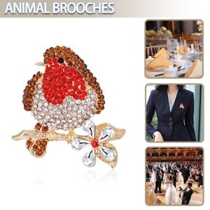 Christmas Bird Brooch Badge Pin Rhinestone Enamel Brooch Robin Xmas Gifts